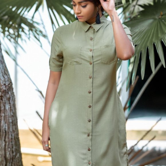 Jones New York Dresses & Skirts - JONES NEW YORK | Silk Linen Collared Shirt Dress 6P